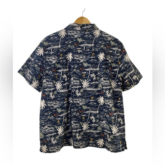 DIP Vintage Hawaiian Shirt Navy Surf Ocean Print Men’s L 100% Cotton - Picture 3 of 9